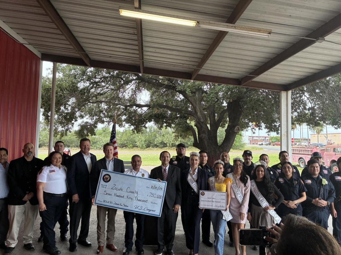 USDA Rural Development Texas State Director James Redfield joins local elected officials and first responders outside of the Zapata County Fire Station.